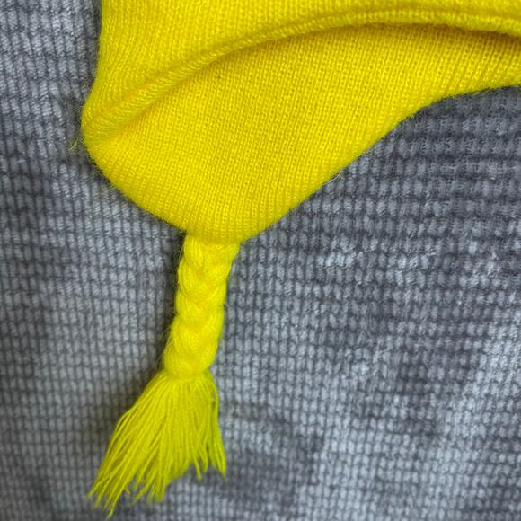 Pokémon Pikachu Face Open Mouth Knit Hat Beanie 2015 adult 4 inch Side Braids - Picture 5 of 8